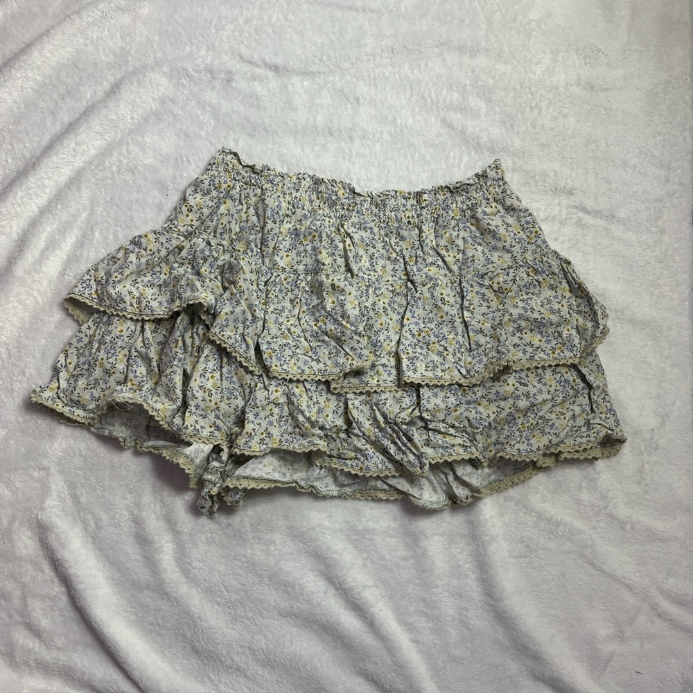 Floral Ruffle Mini Skirt